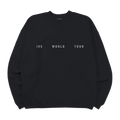 A black crewneck sweatshirt with 'IVE WORLD TOUR' printed in white block letters across the chest.
